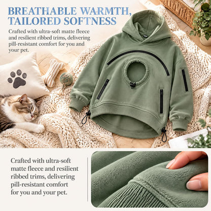 Pet Pouch Hoodie,Cat Hoodie with Pouch,Kangaroo Sweatshirt with Dog Pouch Side Zip Pocket Drop Shoulder Sweatshirt Big Size Front Dog & Cat Carrier Sweatshirts
