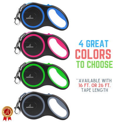 26 Ft Retractable Dog Leash for Large Dogs, up to 110 Lbs, Heavy Duty, Pink - PK26